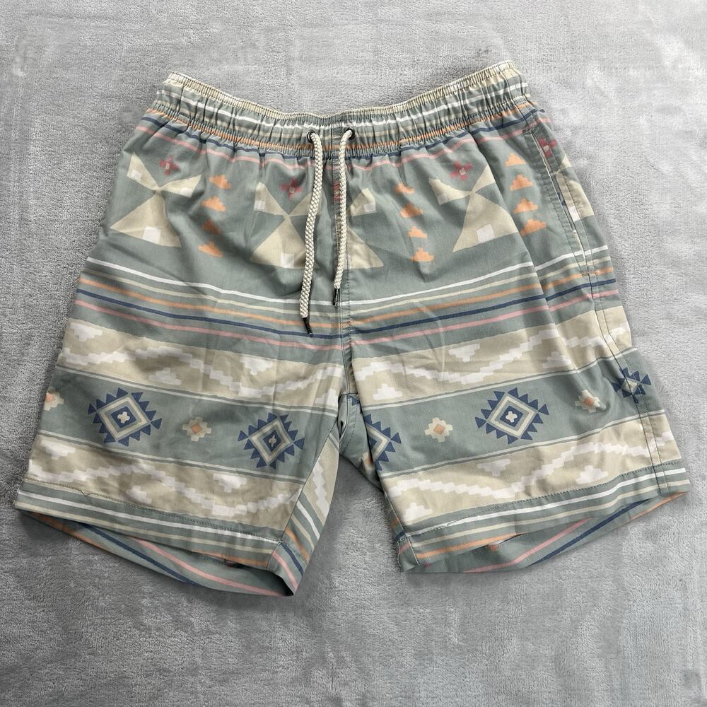 Faherty Swim Trunks Shorts Mens Medium 7" Ins Aztec Print Boardshorts Surf Beach